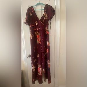 BURGUNDY FLORAL JUMPSUIT
